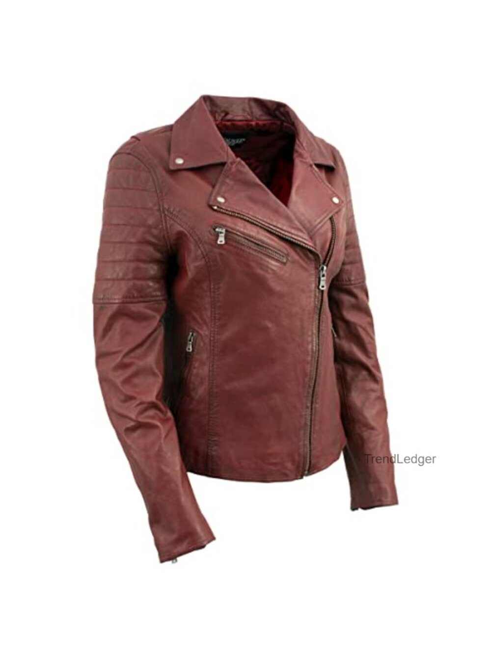 Vintage Motorcycle Inspired Leather Jacket Women Veg-Tan Asymmetrical Zip